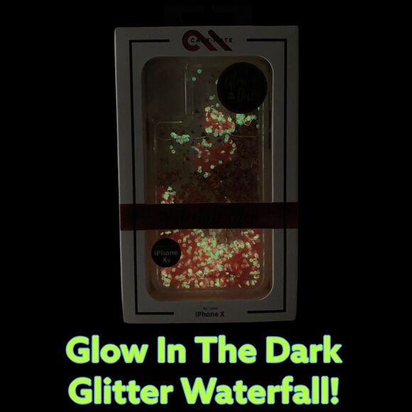 iPhone X , iPhone XS Case Clear Glowing Pink Glitter Waterfall by Case-Mate NEW! - Picture 7 of 12